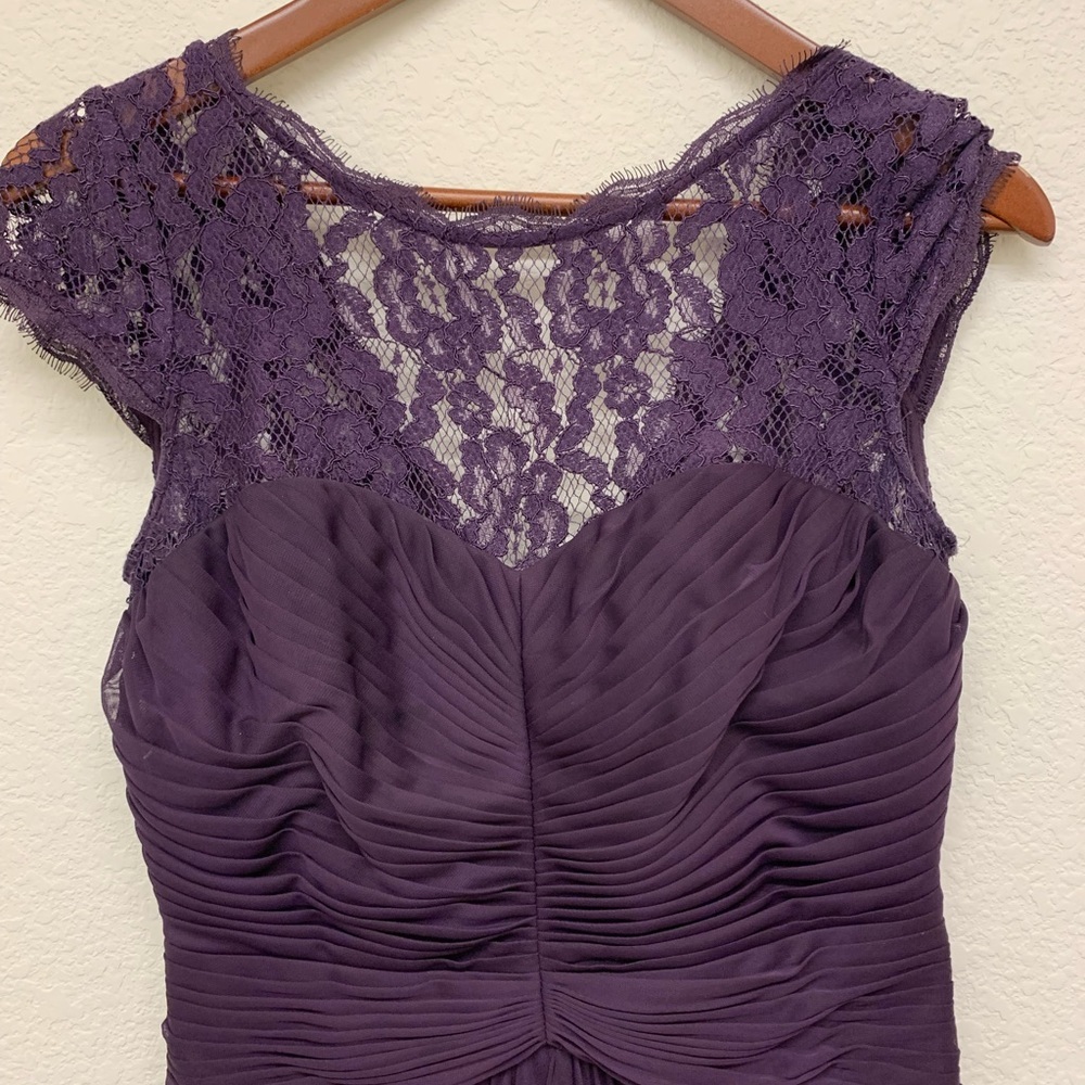 Adrianna Papell Purple Lace Evening Gown - Picture 3 of 15